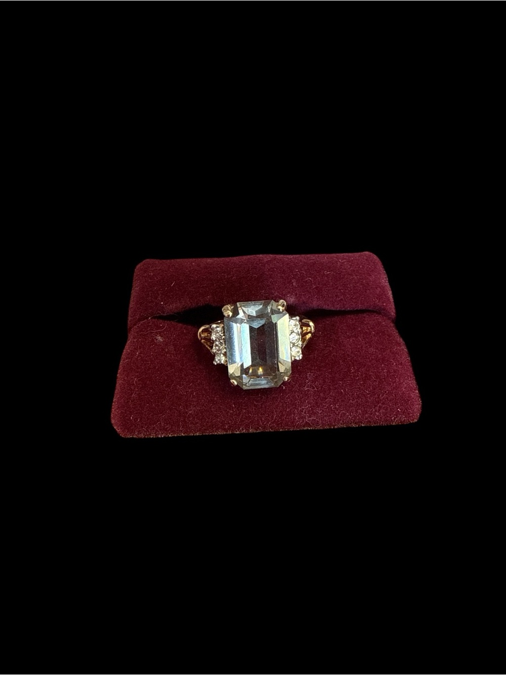 Vintage Cocktail Ring, Emerald Cut Smokey Quartz 7-3/4 signed - Picture 11 of 11